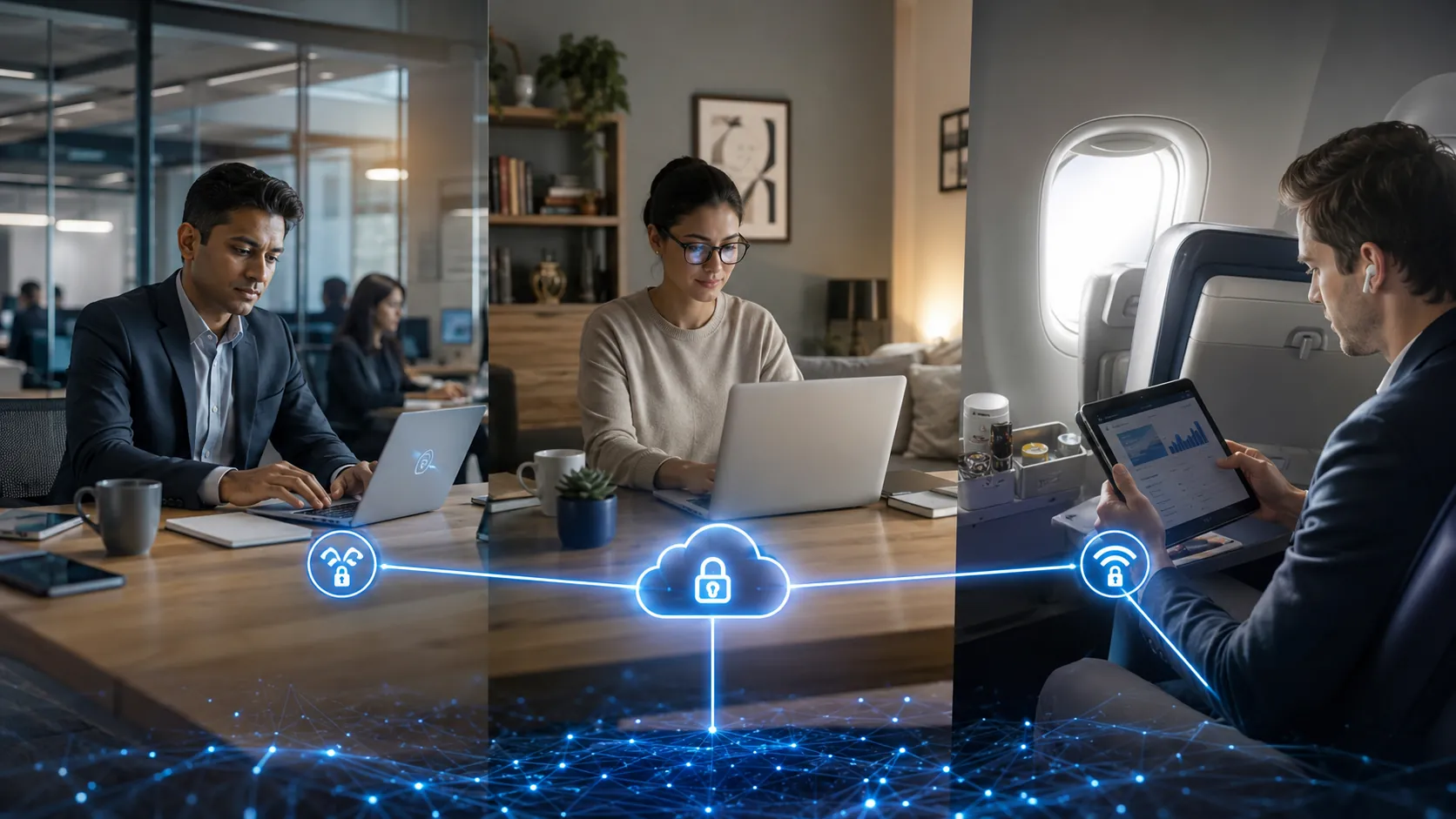Modern workplace network architecture with SD-WAN, Wi-Fi 6/7, and ZTNA