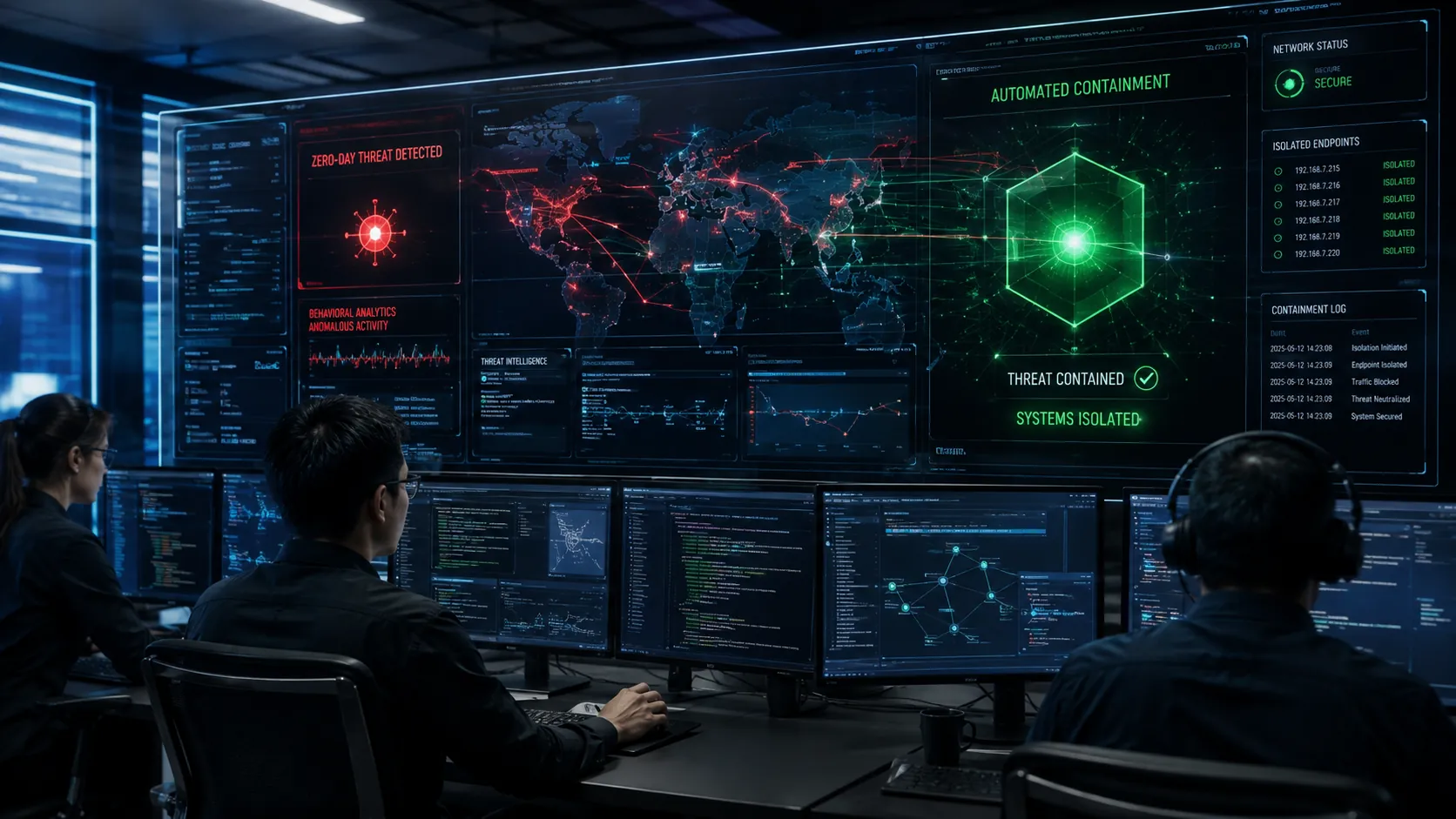 Zero-day threat defense with behavioral analytics and automated response